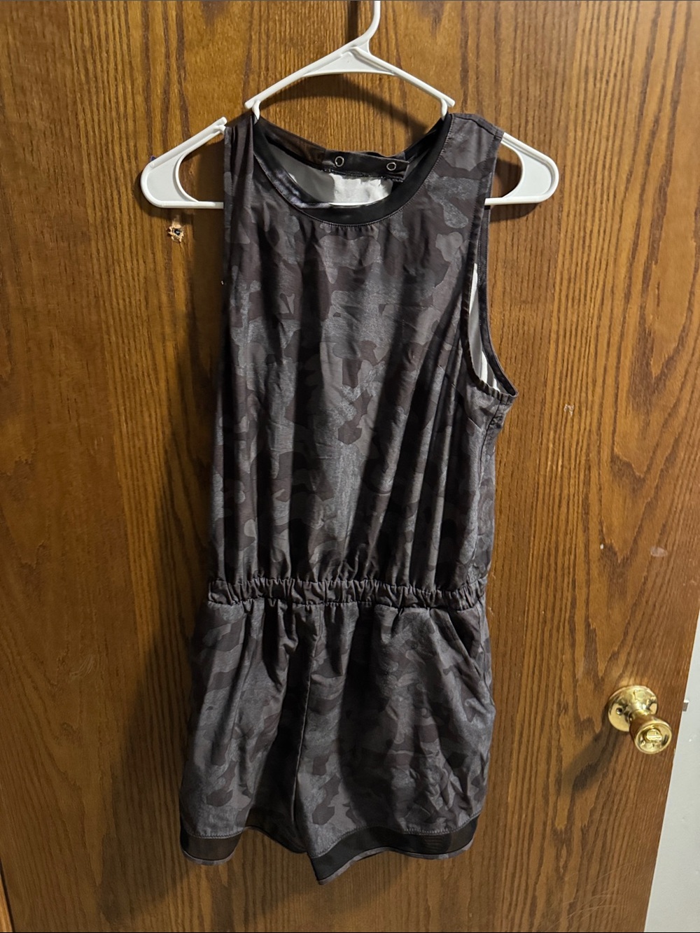 Amazon Women's Gray Camouflage Sleeveless Romper